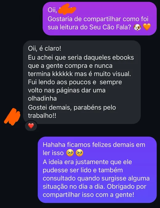 Mensagem de cliente: achei que seria daqueles ebooks que a gente nunca termina, mas é muito visual e sempre volto nas páginas